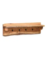 Alpine Natural Live Edge 36" Bench With Coat Hook Shelf Set