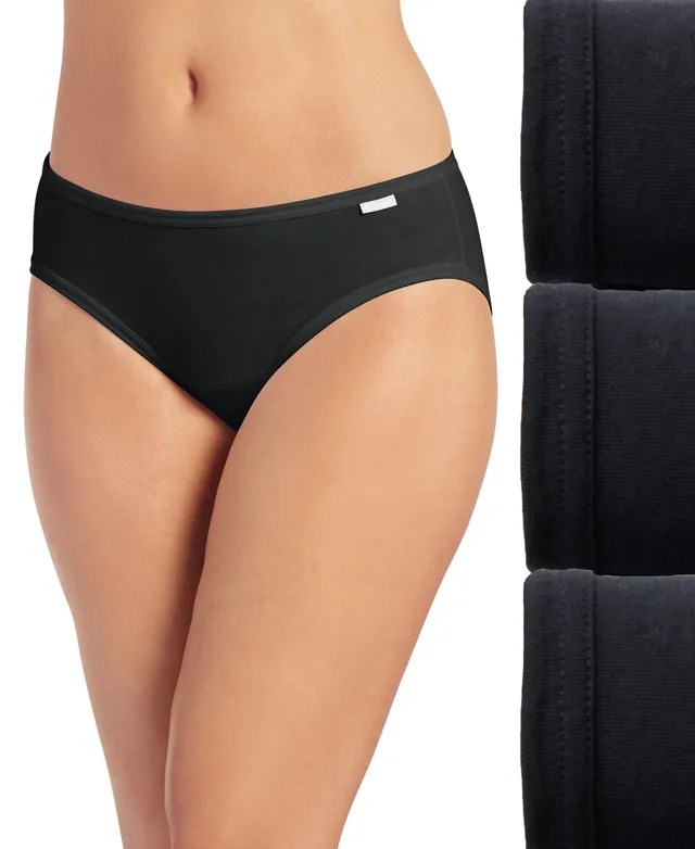 Black JOCKEY Elance(r) Bikini 3-Pack (Black/Black/Black) Women's Underwear  on COOLS
