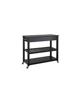 Solid Granite Top Kitchen Cart Island With Optional Stool Storage