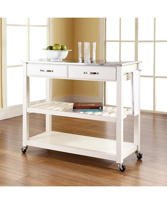 Stainless Steel Top Kitchen Cart Island With Optional Stool Storage