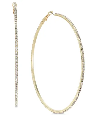 I.n.c. International Concepts Extra-Large Pave Hoop Earrings, 3.54", Created for Macy's