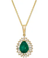 Emerald (3/4 ct. t.w.) & Diamond (1/4 ct. t.w.) 16" Pendant Necklace in 14k Gold