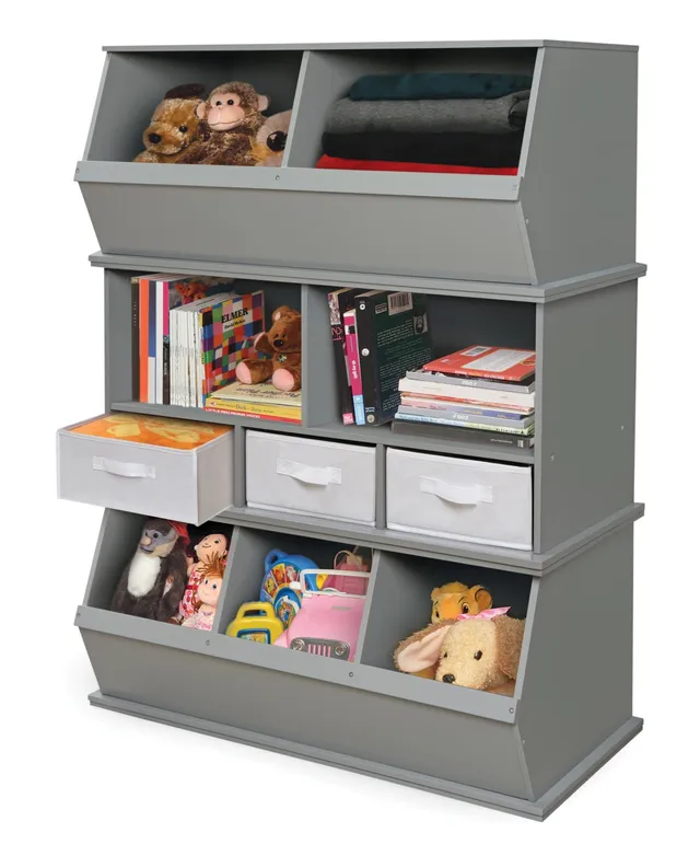 Stackable Shelf Storage Cubby with Three Baskets - White - Badger