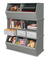 Badger Basket Stackable Shelf Storage Cubby With Three Baskets