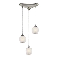 Elk Lighting Fusion White Pendant in Satin Nickel