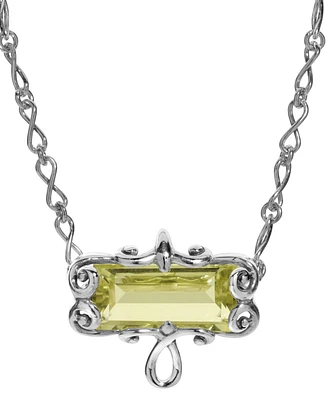 Carolyn Pollack Lemon Quartz Faceted Rectangle Necklace in Sterling Silver