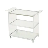 Yves Acrylic Bar Trolley with Glass Shelves