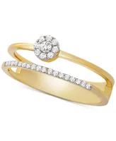 Wrapped Diamond Cluster Double Ring (1/6 ct. t.w.) 14k Gold, Created for Macy's