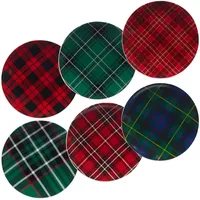 Certified International Christmas Plaid 6-Pc. Dessert Plate asst.