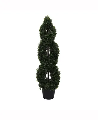Vickerman 4' Artificial Green Boxwood Double Spiral Topiary, Uv Resistant