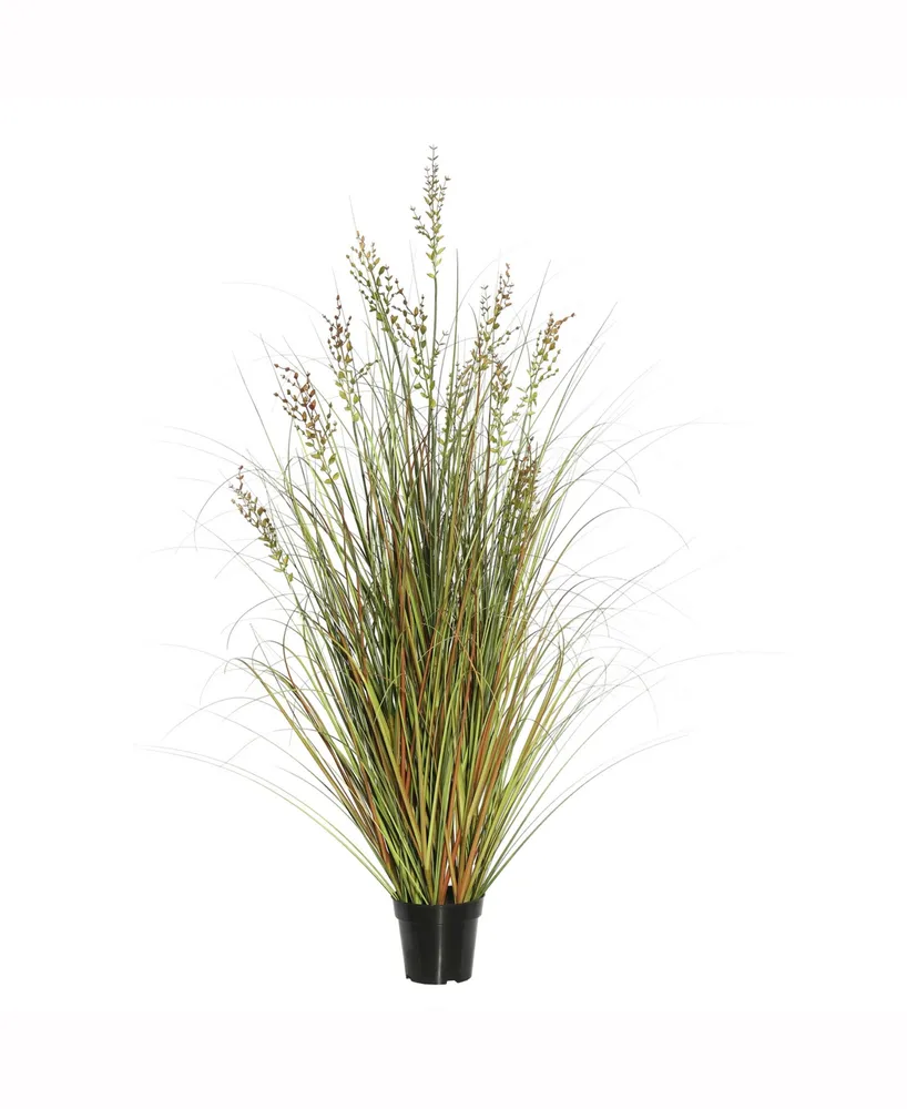 Vickerman 36" Pvc Artificial Potted Green And Brown Grass X 215 And Plastic Grass X 7