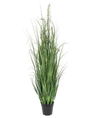 Vickerman 48" Pvc Artificial Potted Green Sheep's Grass and Plastic Grass