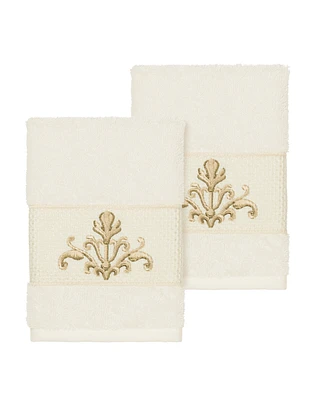 Linum Home Scarlet 2-Pc. Embellished Washcloth Set