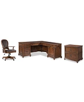 Clinton Hill Cherry Home Office, 3-Pc. Set (L-Shaped Desk, Lateral File Cabinet & Leather Desk Chair)