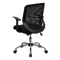 Mid-Back Black Mesh Swivel Task Chair With Arms