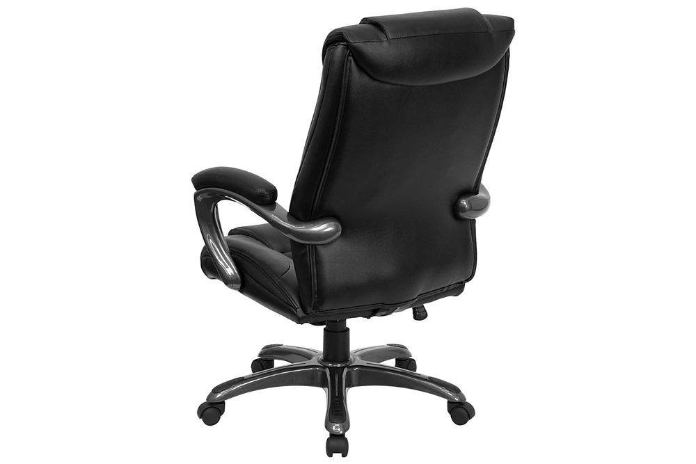 High Back Black Leather Executive Swivel Chair With Arms