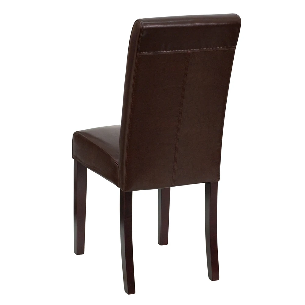 Dark Brown Leather Parsons Chair