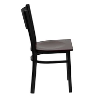 Hercules Series Black Grid Back Metal Restaurant Chair