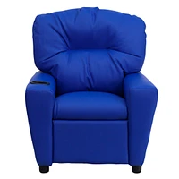 Contemporary Vinyl Kids Recliner With Cup Holder