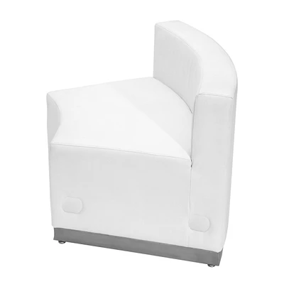 Hercules Alon Series Melrose White Leather Concave Chair With Brushed Stainless Steel Base