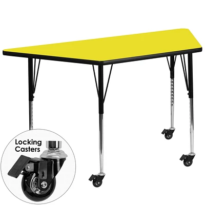 Mobile 25''W X 45''L Trapezoid Hp Laminate Activity Table