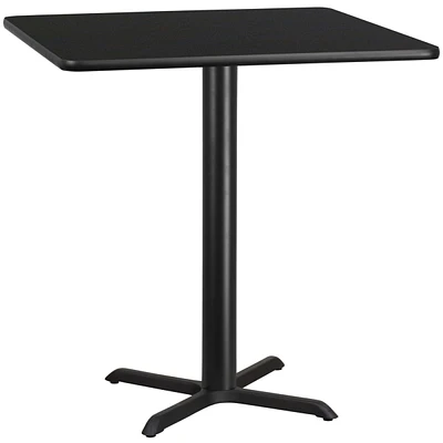 42'' Square Black Laminate Table Top With 33'' X 33'' Bar Height Table Base