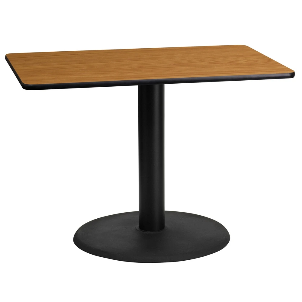 24'' X 42'' Rectangular Natural Laminate Table Top With 24'' Round Table Height Base