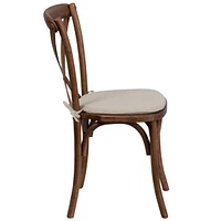 Hercules Series Stackable Pecan Wood Cross Back Chair With Cushion