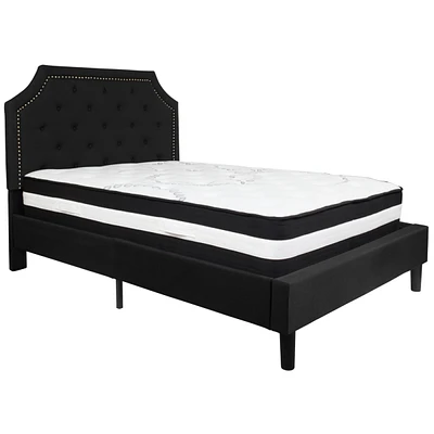 Brighton Full Tufted Upholstered Fabric Platform Bed With Pocket Spring Mattress