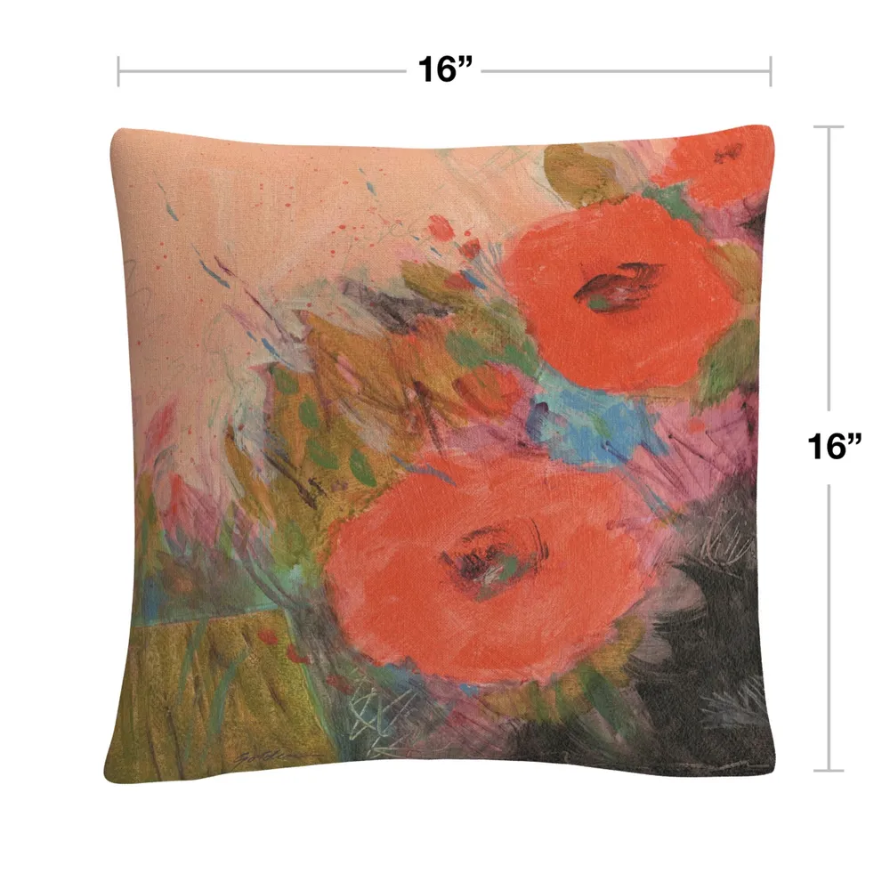 Sheila Golden Through The Garden Bold Floral Motif Decorative Pillow, 16" x 16"