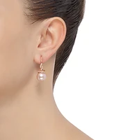 Honora Pink Cultured Ming Pearl (12mm) & Diamond (1/8 ct. t.w.) Drop Earrings in 14k Rose Gold