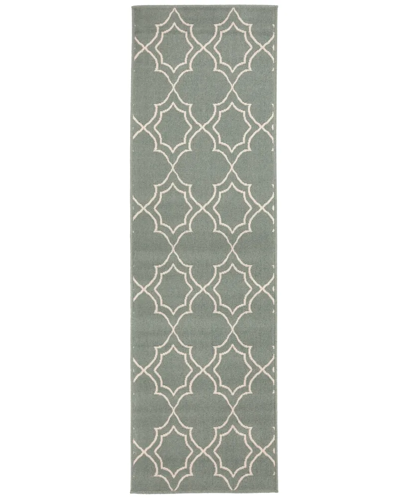 Closeout! Surya Alfresco Alf-9589 Sage 2'3" x 11'9" Runner Area Rug, Indoor/Outdoor