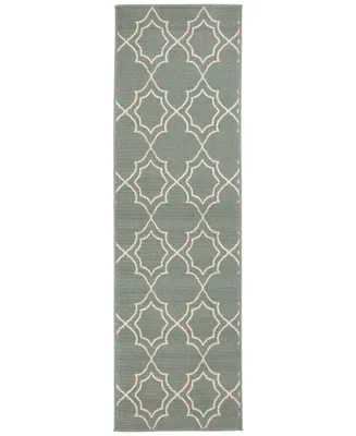 Closeout! Livabliss Alfresco Alf-9589 Sage 2'3" x 11'9" Runner Area Rug, Indoor/Outdoor