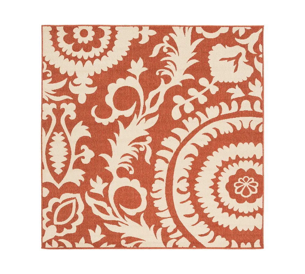 Closeout! Surya Alfresco Alf-9613 Rust 7'3" Square Area Rug, Indoor/Outdoor