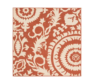 Closeout! Livabliss Alfresco Alf-9613 Rust 7'3" Square Area Rug, Indoor/Outdoor