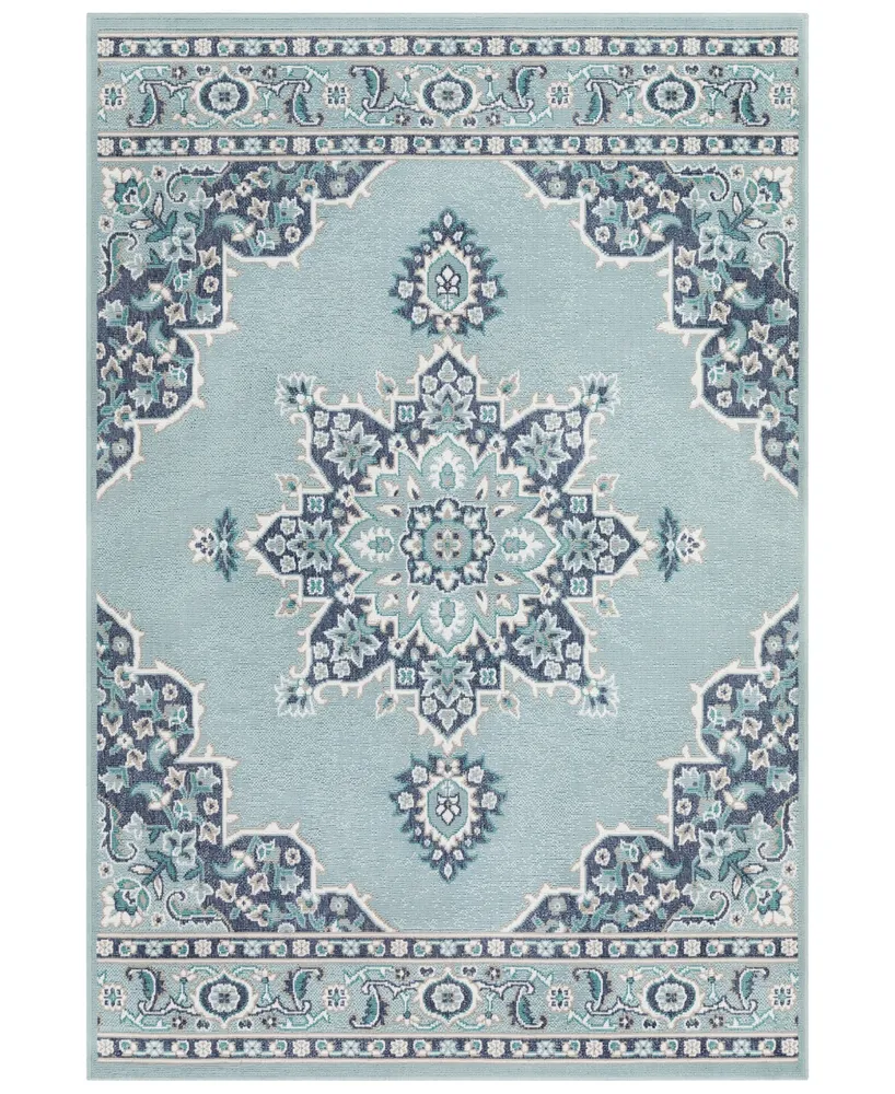 Surya Alfresco Alf-9687 Aqua 3' x 5'6" Area Rug, Indoor/Outdoor