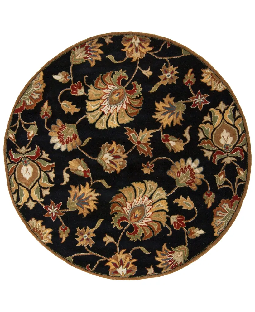 Livabliss Caesar Cae-1027 Black 4' Round Area Rug