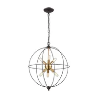 Loftin 6 Light Chandelier in Oil Rubbed Bronze with Satin Brass Accents