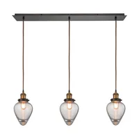 Bartram 1 Light Pendant in Oil Rubbed Bronze and Antique Brass