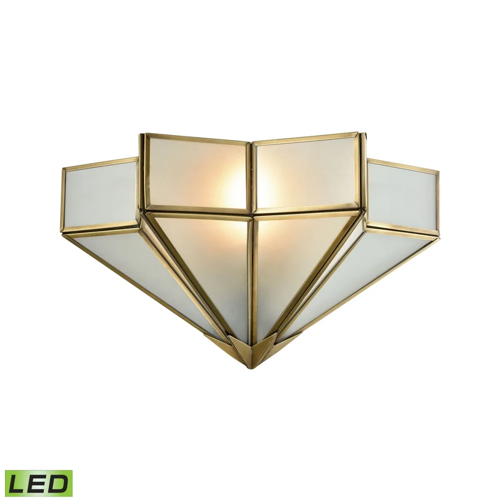 Decostar 1 Light Wall Sconce in Brushed Brass with Frosted Glass