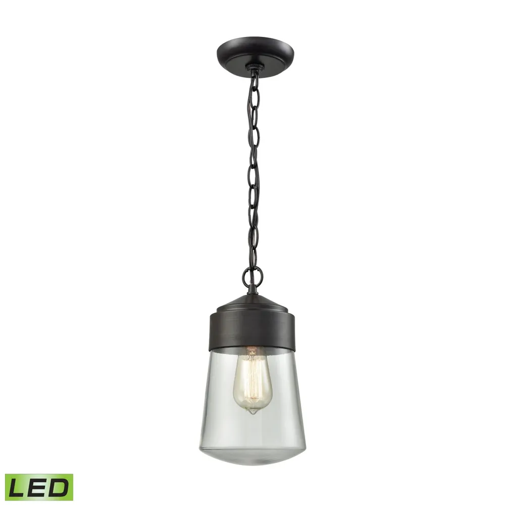 Mullen Gate 1 Light Outdoor Pendant in Oil Rubbed Bronze with Clear Glass