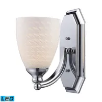 1 Light Vanity in Polished Chrome and White Swirl Glass - Led Offering Up To 800 Lumens (60 Watt Equivalent)