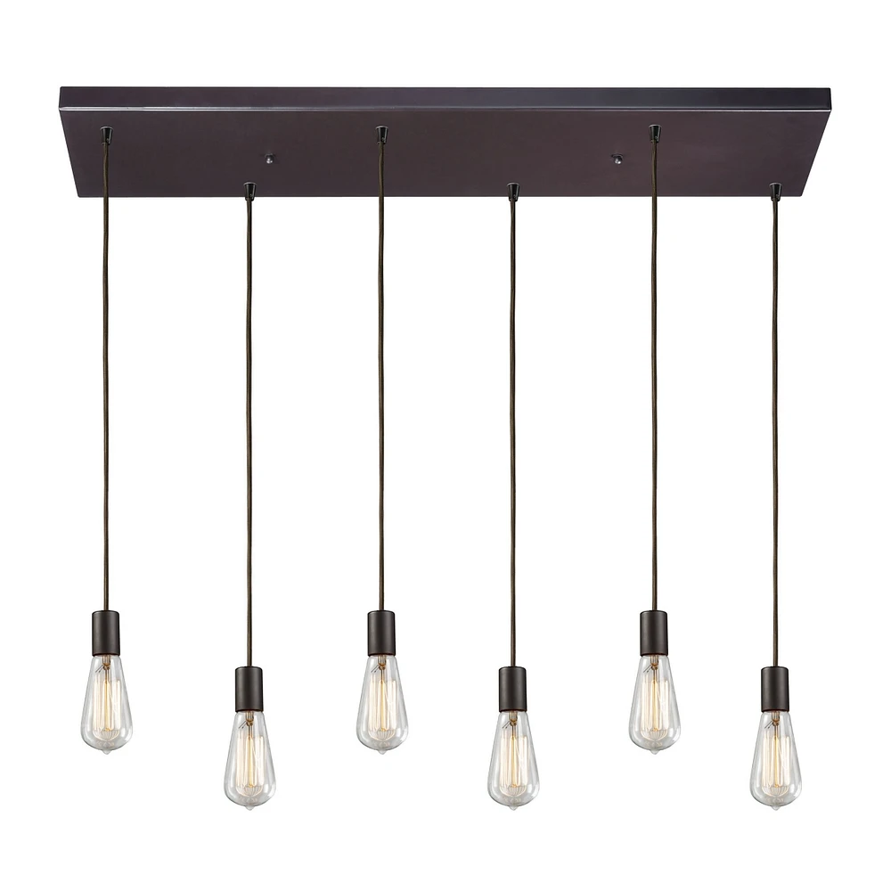 Menlow park 6- Light Pendant in Oiled Bronze