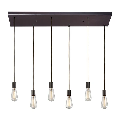 Menlow park 6- Light Pendant in Oiled Bronze