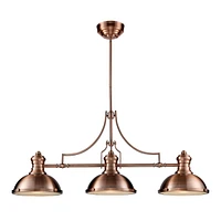 Chadwick 3-Light Billiard Light in Antique Copper