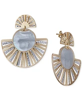 Mother-of-Pearl Two-Tone Fan Drop Earrings in Sterling Silver & 14k Gold-Plate