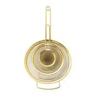 Set of 3 Stainless Steel Strainers with Gold Finish