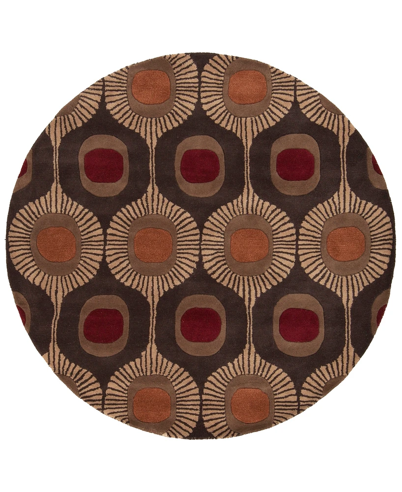 Livabliss Forum Fm-7170 Dark Brown 4' Round Area Rug