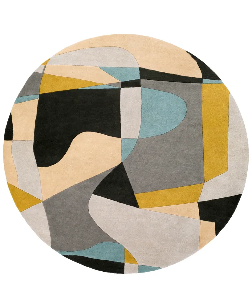 Livabliss Forum Fm-7194 Olive 4' Round Area Rug