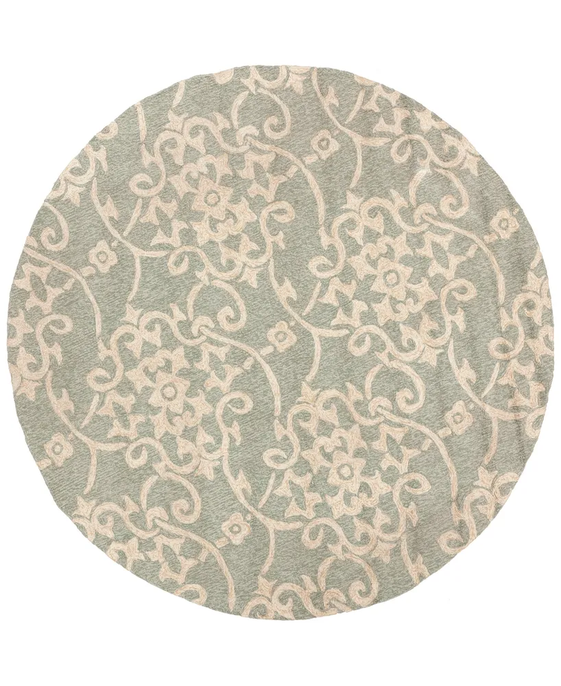 Closeout! Surya Rain Rai-1103 Sea Foam 8' Round Area Rug, Indoor/Outdoor